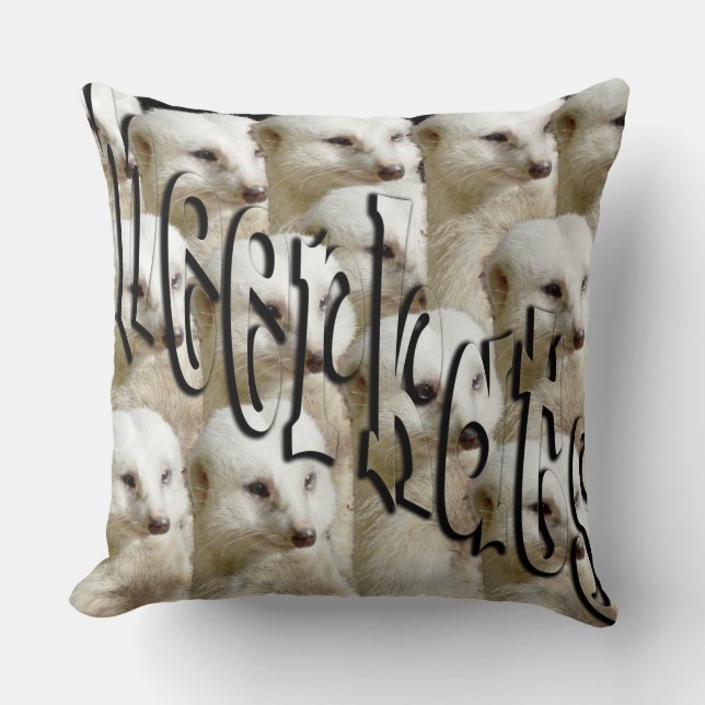 White Meerkat Army Logotyp, Large Throw Cushion. Kudde (Framsida)