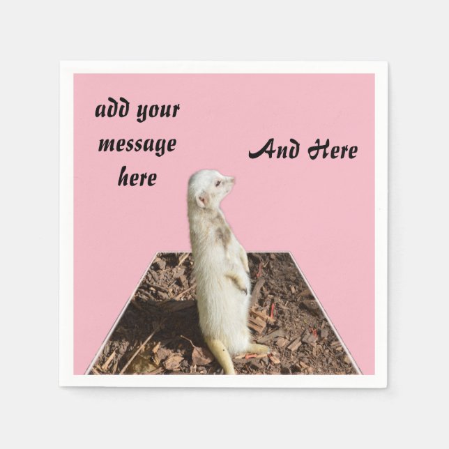 White Meerkat Dimensional Art Template, Pappersservett (Framsidan)