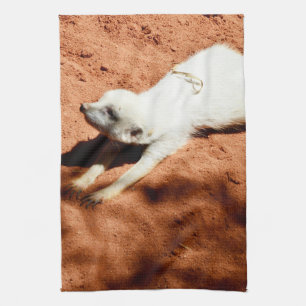 White Meerkat Stretching, Dish Towel Kökshandduk