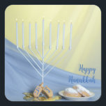 White Menorah Guld Mynt & Dreidels Lycklig Hanukka Fyrkantigt Klistermärke<br><div class="desc">Vi presenterar vår förtjusande Hanukkah Firande-symbol, som innehåller en harmonisk blandning av traditionellt inslag som ger liv åt andan i Ljus festival! Den här charmerande etiketten innehåller en strålande menorah, en lekfull drömbild av mynt, och lockande munkar - allt illustreras på ett vackert sätt för att göra julhelgen varm och...</div>