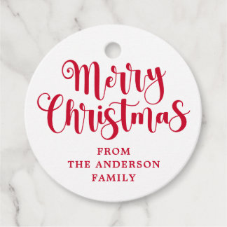 White Merry Christmas name message gift hang tags Gåvor Etiketter