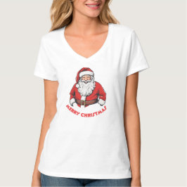 White Merry Christmas Womens V-Neck T-Shirt
