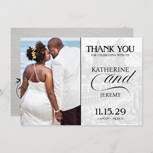 White Mexico Passport Tack Kort (Fram/baksida)