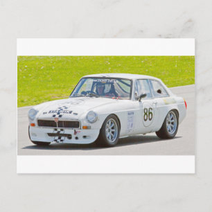 White MG tävling car Vykort