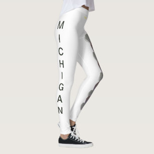 White Michigan State Flower Apple Blommar Leggings