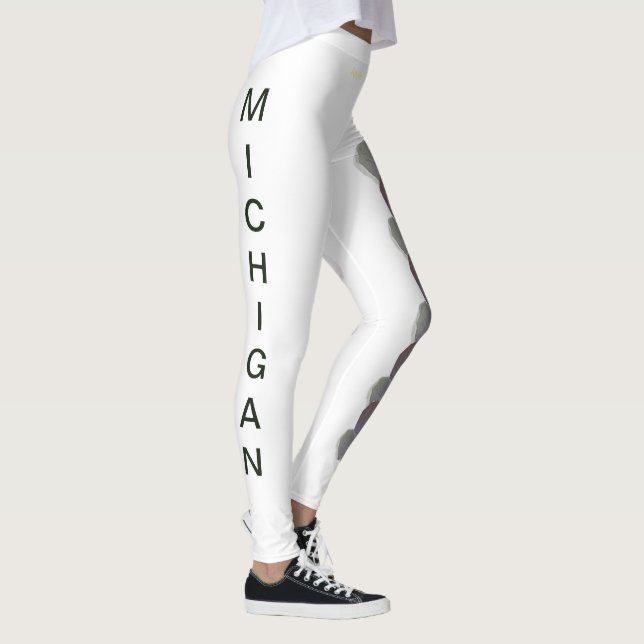 White Michigan State Flower Apple Blommar Leggings (Höger)