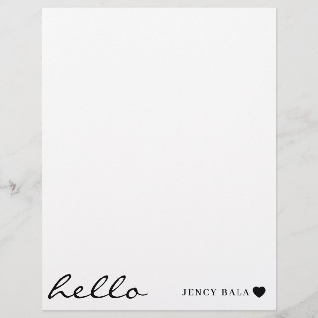 White Minimal Heart | Simple Modern Hello Design Brevhuvud (Framsida)