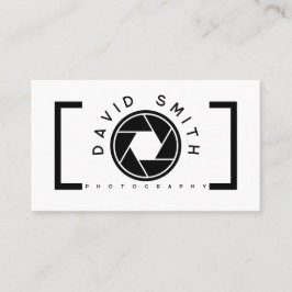 White Minimalist Camera Photographer Business Card Visitkort