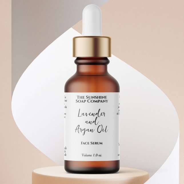 White Minimalist Cosmetics Dropper Bottle  Adressetikett (Skapare uppladdad)