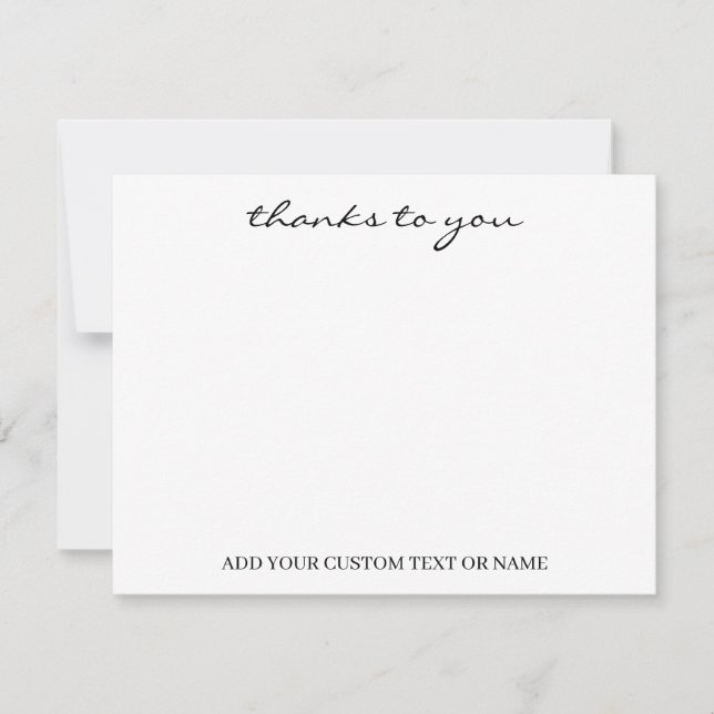 White Minimalist | Modern Typography Thank You Anteckningskort (Framsida)