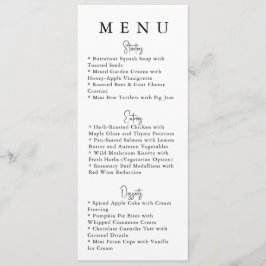White Minimalist Modern Wedding Menu Meny