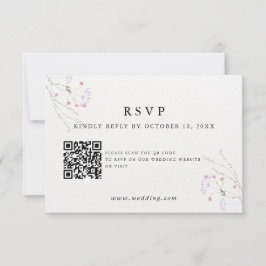 White Minimalist watercolor flowers wedding OSA Kort