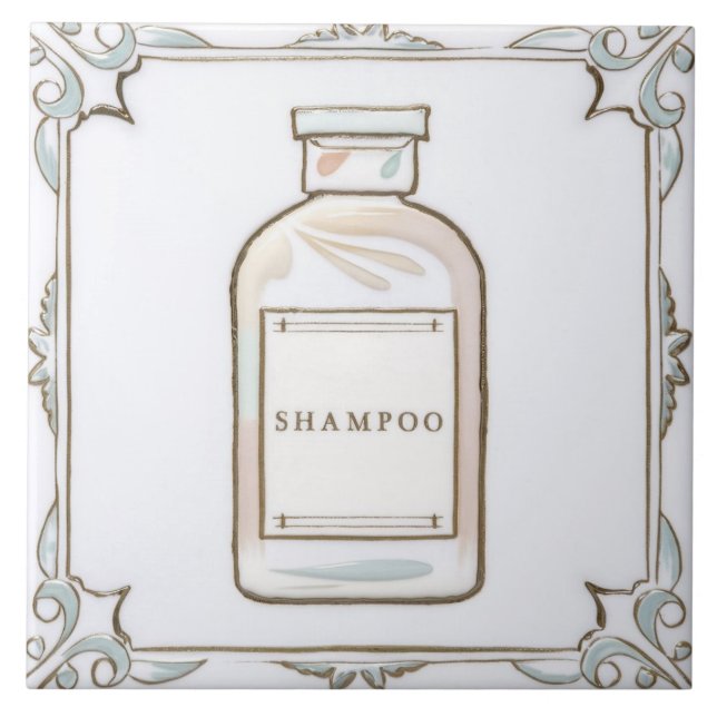 White Mint Coral Shampoo Flaska Funny Bathroom Kakelplatta (Framsidan)