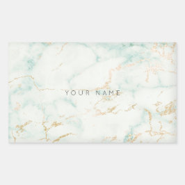 White Mint Grönt Guld Grått Marble Vip Rektangulärt Klistermärke