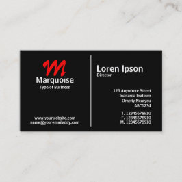 White Mitten Rule Monogram - Black Visitkort