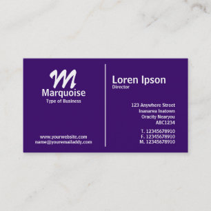 White Mitten Rule Monogram - Mörk Violet Visitkort