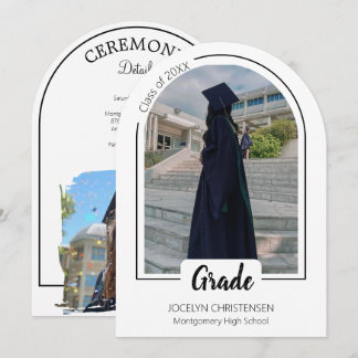 White Modern and Elegent  Graduation Invitation Inbjudningar