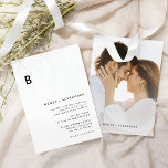 White Modern Bold Monogram Photo Bröllop Inbjudningar<br><div class="desc">Vi presenterar vår vitmoderna modiga monogrammofoninbjudningsdesign, en verklig representation av modern minimalism och elegans. Med sin unika blandning av kreativ och chic design inslag är denna design perfekt för dem som vill ha en polerad och djärv estetik på sin speciella dag. Vår chic off-set-typografi tillför bröllop en aning tidlös sofistikering,...</div>