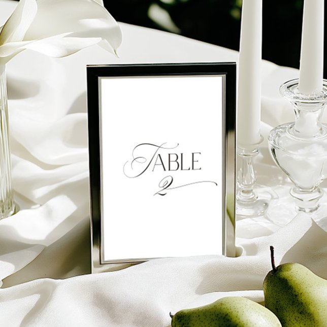 White Modern Classic Calligraphy Table Number Inbjudningar (This design is not editable. All table numbers can be found in the collection on this page.)