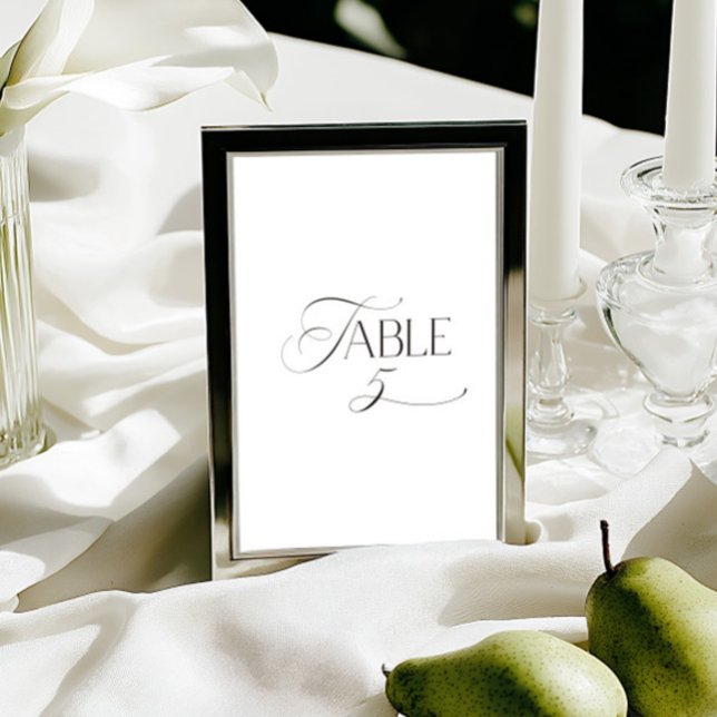 White Modern Classic Calligraphy Table Number Inbjudningar (This design is not editable. All table numbers can be found in the collection on this page.)