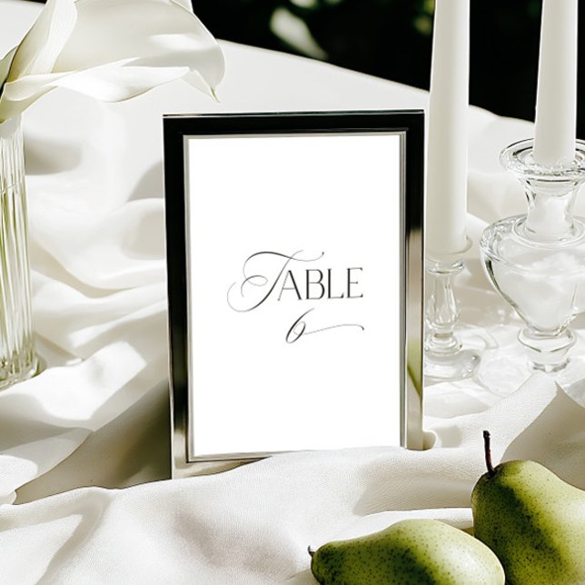 White Modern Classic Calligraphy Table Number Inbjudningar (This design is not editable. All table numbers can be found in the collection on this page.)