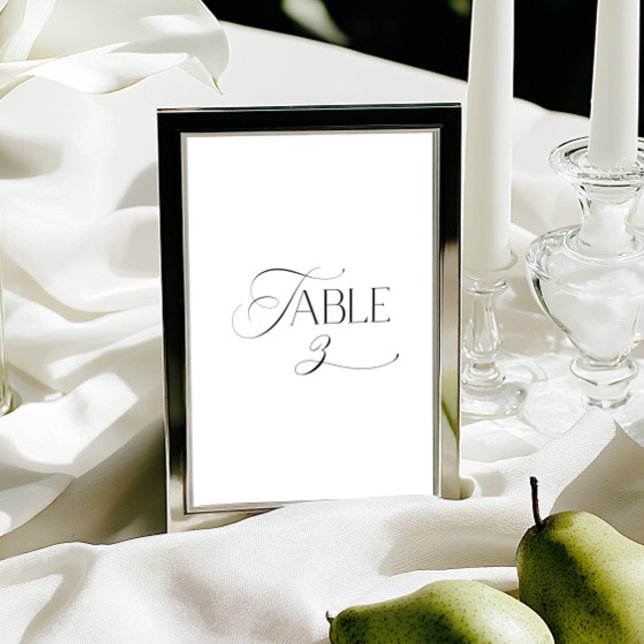 White Modern Classic Calligraphy Table Number Inbjudningar (This design is not editable. All table numbers can be found in the collection on this page.)