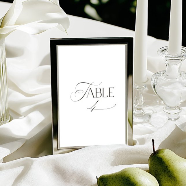 White Modern Classic Calligraphy Table Number Inbjudningar (This design is not editable. All table numbers can be found in the collection on this page.)