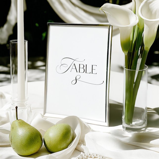 White Modern Classic Calligraphy Table Number Inbjudningar (This design is not editable. All table numbers can be found in the collection on this page.)