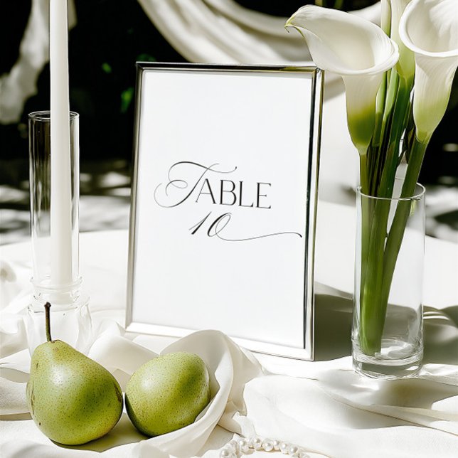 White Modern Classic Calligraphy Table Number Inbjudningar (This design is not editable. All table numbers can be found in the collection on this page.)
