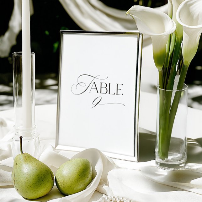 White Modern Classic Calligraphy Table Number Inbjudningar (This design is not editable. All table numbers can be found in the collection on this page.r)