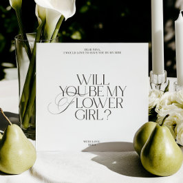 White Modern Classic Flower Girl Proposal Card Inbjudningar