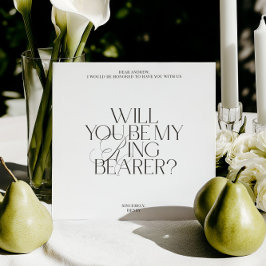 White Modern Classic Ring Bearer Proposal Card Inbjudningar