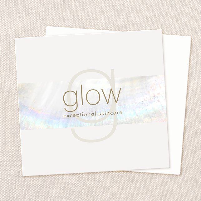 White Modern Elegant Monogram Seashell Fyrkantigt Visitkort (Skapare uppladdad)