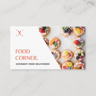 White Modern Gourmet Food Photo Catering Business Visitkort