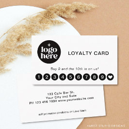 White Modern Logo Professional Loyalty Card Visitkort
