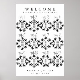 White Modern Minimal Wedding Seating Chart Poster