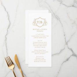 White Modern Monogram Elegant Menu Meny