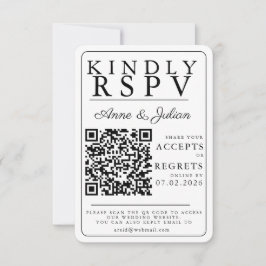 White Modern Photo RSVP Insert QR Code OSA Kort