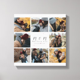 White Monogram Anpassningsbar 8 Photo Collage Mor  Canvastryck