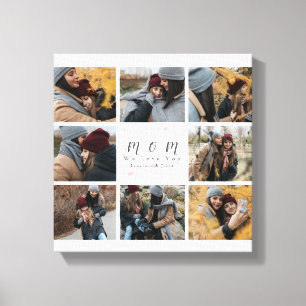White Monogram Anpassningsbar 8 Photo Collage Mor  Canvastryck