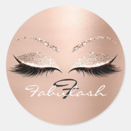 White Monogram Namn Glitter Rosa Ögon Lash White Runt Klistermärke