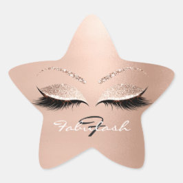 White Monogram Namn Glitter Rosa Star Lash White Stjärnformat Klistermärke
