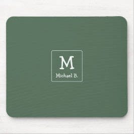 White Monogram och Namn på Grönt Musmatta
