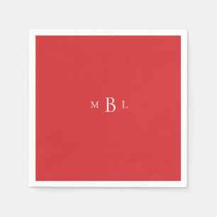 White Monogram Red Bröllop Napkins Pappersservett