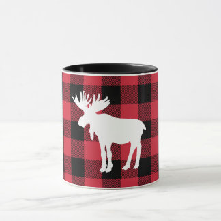 White Moose Red Buffalo Check Mugg