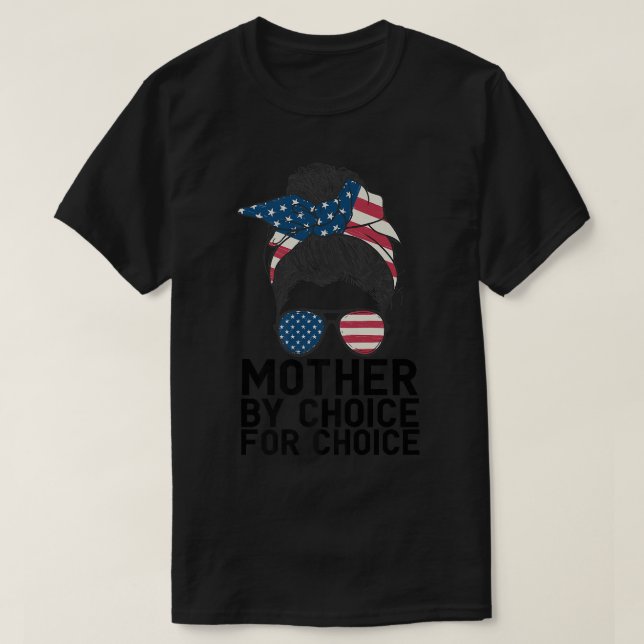 White Mor by Choice Messy Bun USA Fl T Shirt (Design framsida)