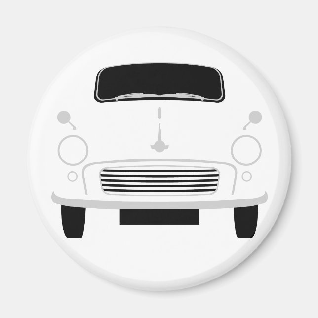 White Morris Minor Fridge Magnet (Framsidan)
