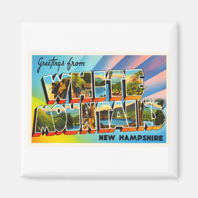 White Mountains New Hampshire NH Travel Souvenir Magnet (Framsidan)