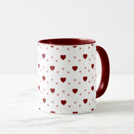 White Mug – Dark & Light Red Hearts Mugg