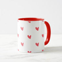 White Mug – Wavy Red Hearts